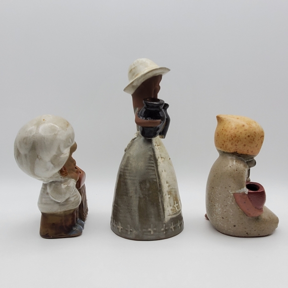 3 Stoneware Figurines Ceramic Boy Girl Figural Japanese Pottery Sculpture - Picture 8 of 9